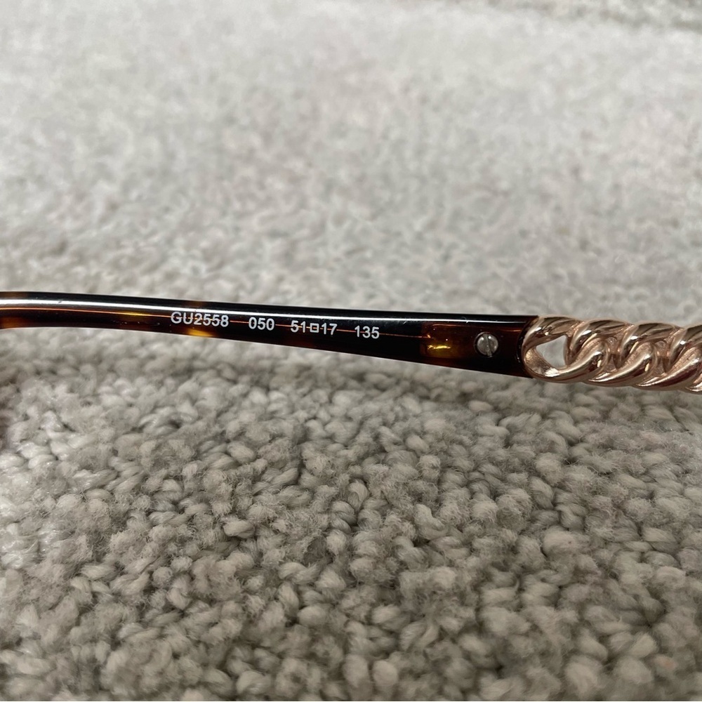 GUESS Tortoise Plastic Gold Tone Rhinestone Optical Eyeglasses Frame 51-17-135 - Picture 6 of 12
